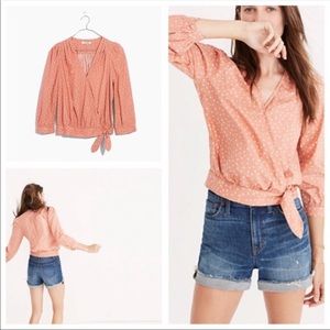 Madewell Pink/Peach Wrap Top in Star Scatter